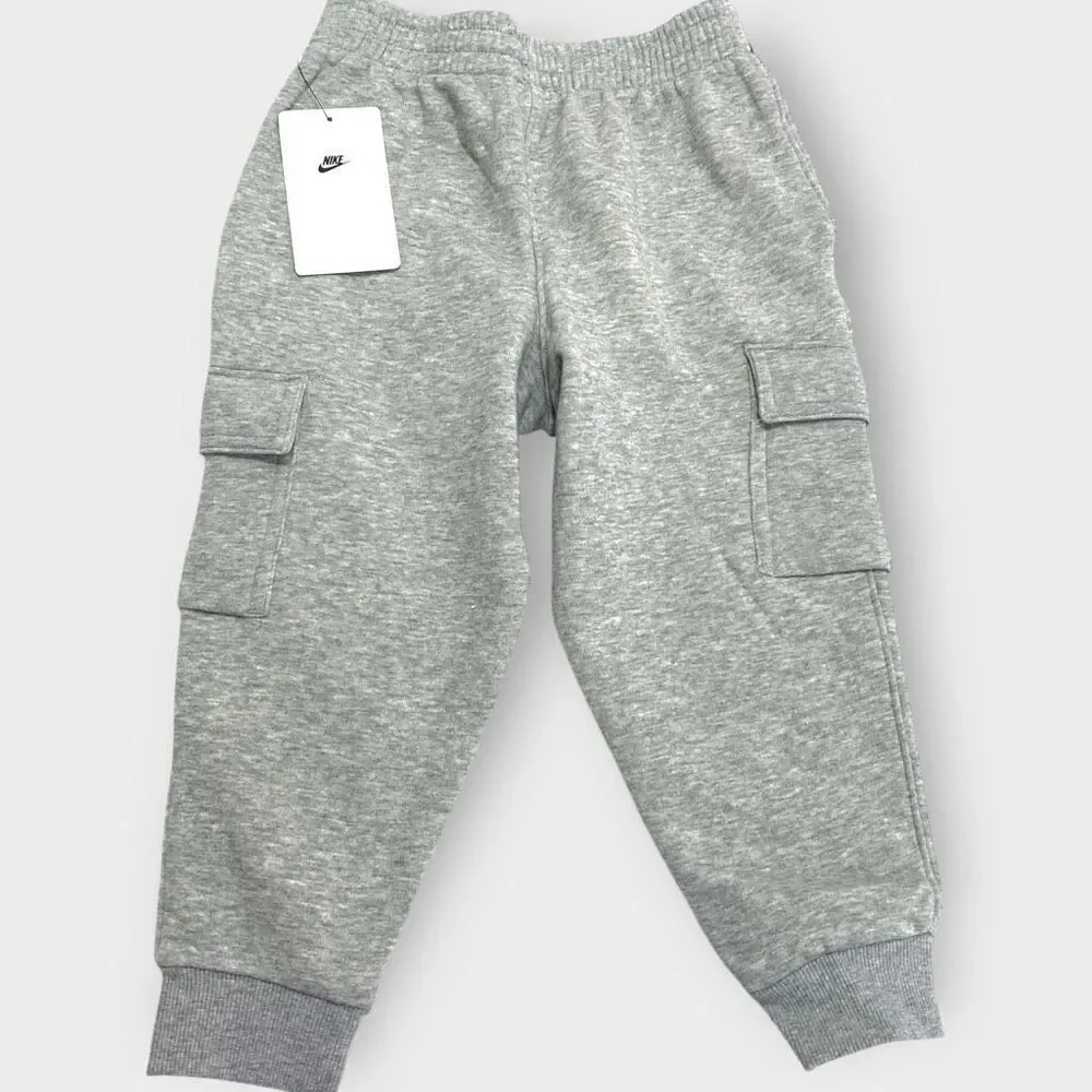 Nike Sportswear Club Fleece Cargo Pants Gray Heather Big Kids size 3-4 XS New